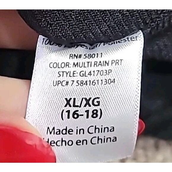 Red Faux Wrap Blouse XL 3/4 Sleeve Print EUC Goth Grunge Classic Workwear - Picture 7 of 7